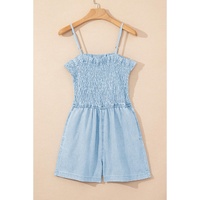 Beau Blue Spaghetti Strap Smocked Denim Romper - XL thumbnail