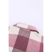 Plaid Color Block Buttoned Long Sleeve Jacket with Pocket - L thumbnail