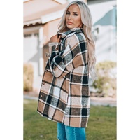 Azura Exchange Plaid Print Buttoned Shirt Jacket - M thumbnail