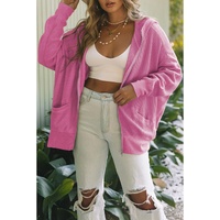 Rose Thermal Waffle Knit Full Zipper Hooded Jacket - L thumbnail