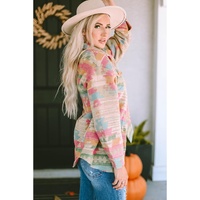Azura Exchange Multicolor Western Aztec Print Button Flap Pocket Shacket - L thumbnail