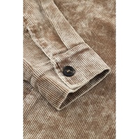 Khaki Vintage Distressed Mineral Wash Oversized Shacket - S thumbnail