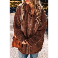 Red Clay Faux Shearling Teddy Bear Jacket - L thumbnail