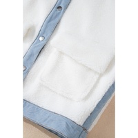 White Contrast Trim Buttoned Sherpa Jacket - XL thumbnail
