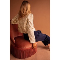 Golden Fleece Sequined Open Front Cropped Jacket - L thumbnail