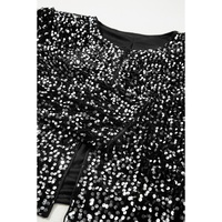 Black Sequined Open Front Cropped Jacket - M thumbnail