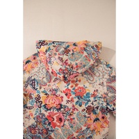 Azura Exchange Beige Vintage Paisley Floral Printed Sherpa Lined Hooded Jacket - S thumbnail