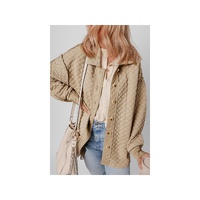 Jet Stream Solid Color Quilted Puffer Buttoned Shacket - 2XL thumbnail