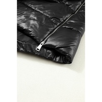 Black Hooded Long Quilted Vest Coat - L thumbnail
