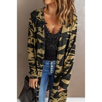 Green Camo Print Long Cardigan - M thumbnail