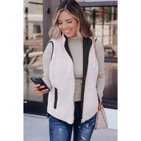Black Fleece Lined Quilted Zip up Vest Coat - M thumbnail