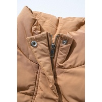 Coffee Windproof Longline Full Zipper Puffer Vest with Pockets - XL thumbnail