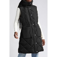 Black Longline Quilted Stand Collar Puffer Vest - L thumbnail