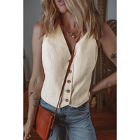 White Slim Fit Buttoned V Neck Vest - L thumbnail