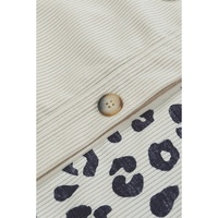 Apricot Leopard Print Detail Pocketed Corduroy Jacket - S thumbnail