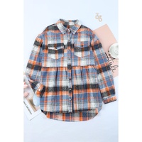 Multicolor Plaid Button Down Ruffled Shirt Jacket - S thumbnail
