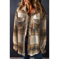 Multicolour Plaid Print Flap Pocket Button Up Shacket - L thumbnail