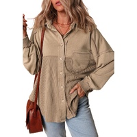 Goat Mineral Wash Textured Patchwork Loose Fit Shacket - L thumbnail