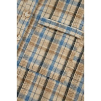 Ashleigh Blue Waffle Knit Patchwork Hooded Plaid Shacket - M thumbnail