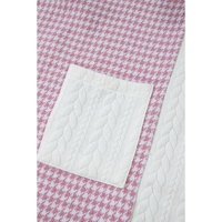 Pink Houndstooth Color Contrast Textured Patchwork Loose Shacket - 2XL thumbnail