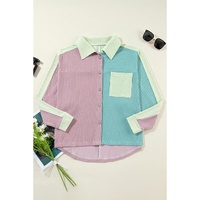 Phalaenopsis Color Block Corded Buttoned Oversized Shacket - S thumbnail