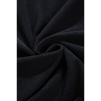 Black Hooded Drawstring Pockets Corduroy Shacket - L thumbnail