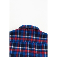 Navy Blue Plaid Flap Pocket Button Up Shacket - S thumbnail