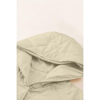 Beige Quilted Snap Button Hooded Coat - L thumbnail