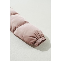 Apricot Pink Full Zipper Quilted Puffer Jacket - M thumbnail