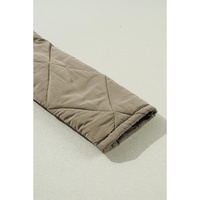 Jungle Green Teddy Collar Flap Pockets Quilted Puffer Jacket - M thumbnail