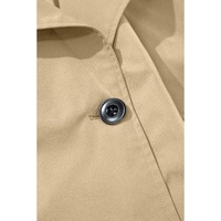Pale Khaki Solid Color Lapel Collar Waist Tie Wind Coat - L thumbnail