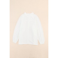 White Plus Size Long Sleeve Flap Pocket Henley Top - 3X thumbnail