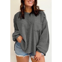 Dark Grey Plus Size Exposed Seam Crinkle Patchwork Top - 1X thumbnail