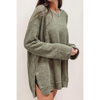 Moss Green Plus Size Textured Knit Long Sleeve Top - 1X thumbnail