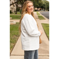 White Cable Textured Loose Plus Size Sweatshirt - 2X thumbnail