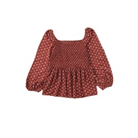 Red Plus Size Square Neck Printed Peplum Top - 2X thumbnail