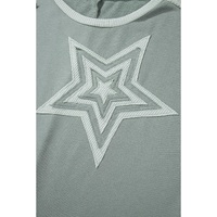 Mist Green Stars Patchwork Round Neck Plus Size T Shirt - 3X thumbnail