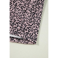 Black Leopard Print Colorblock V Neck Long Sleeve Plus Size Top - 1X thumbnail
