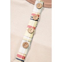 Parchment Plus Size Plaid Patchwork Layered Henley Top - 1X thumbnail