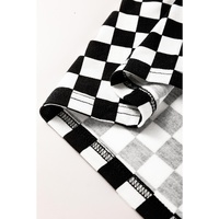 Black Checkered Print Side Slits O Neck Plus Size T Shirt - 3X thumbnail