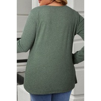 Mist Green Plus Size Snap Button Henley Top - 1X thumbnail