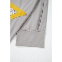 Medium Grey Floral Star Patched Pattern 3/4 Sleeve Plus Size Top - 1X thumbnail