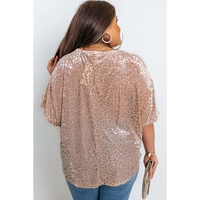 Khaki Leopard Print Plus Size T-shirt - 2X thumbnail