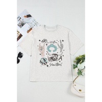 Light Grey Yee Haw Western Fashion Print Plus Size Tee - 4X thumbnail