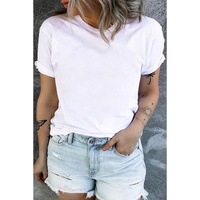 White Round Neck Rolled Sleeve Plus Size T-shirt - 3X thumbnail