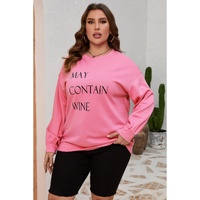 Pink May Contain Wine Crew Neck Plus Size Sweatshirt - 3X thumbnail