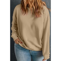 Apricot Solid Crew Neck Drop Shoulder Plus Size Sweatshirt - 2X thumbnail
