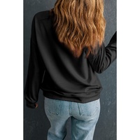 Black Solid Crew Neck Drop Shoulder Plus Size Sweatshirt - 2X thumbnail