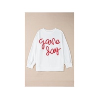 White Plus Size Game Day Tinsel Rugby Football Season Sweatshirt - 2X thumbnail