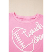 Pink Touch Down Rugby Football Embroidered Plus Size Sweatshirt - 1X thumbnail